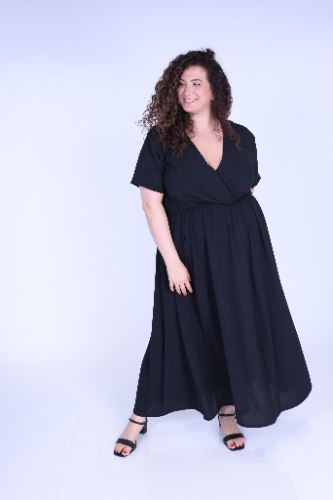 שמלת קאפרי מקסי שחורה