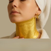 מסכת זהב לטיפול בקמטי צוואר - 10 יחידות במארז