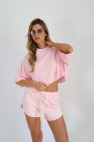 חולצת קרופ טומי LB ורוד