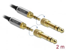 כבל אודיו Delock Stereo Jack Cable 3.5 mm 3 pin with screw adapter 6.35 mm 2 m