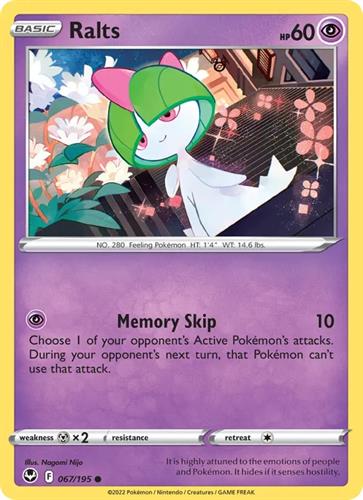 קלף בודד single פוקימון - ralts - Silver Tempest - 067/195