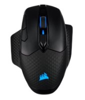 עכבר גיימינג אלחוטי Corsair Dark Core RGB Pro – Bluetooth פריט בודד בצבע שחור עם לוגו כחול ותאורת גלגלת כחולה על רקע לבן