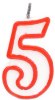 נר מספר 5 - נרות יום הולדת אדום לבן