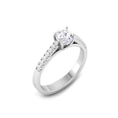 טבעת אירוסין זהב לבן קלאסית עם יהלומים