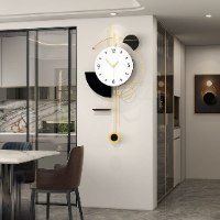 שעון קיר זהב, שעון גדול לאורך מעוצב מודרני ויוקרתי בצבע שחור זהב ולבן 100\53 ס"מ