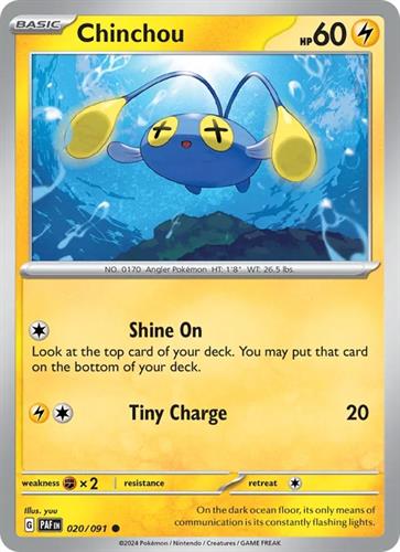 קלף בודד single פוקימון - chinchou - Paldean Fates - 020/091