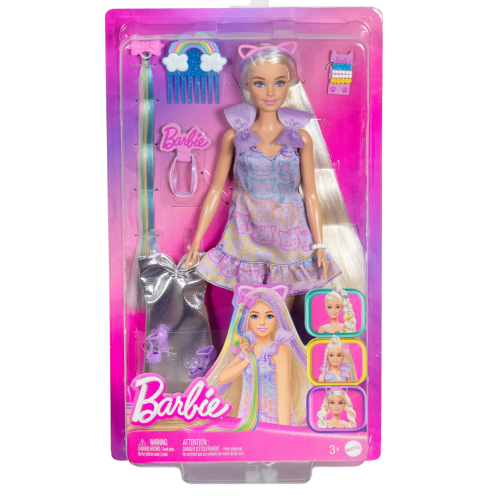 ברבי - בובת ברבי עם תוספות שיער צבעוניות -  BARBIE JCT7295644