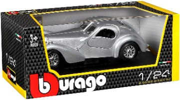 דגם מכונית בוראגו בוגאטי אטלנטיק כסוף 1/24 Bburago Bugatti Atlantic Silver