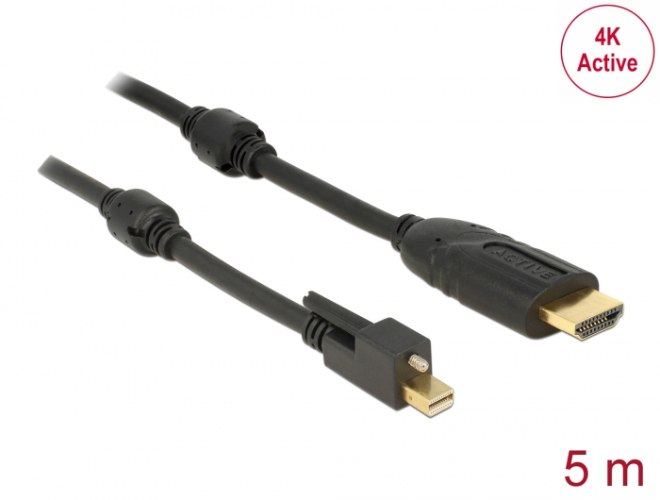 כבל מסך אקטיבי Delock Active Mini DisplayPort 1.2 to HDMI Cable with screw 4K 30 Hz 5 m