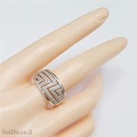 טבעת רחבה מכסף משובצת אבני זרקון  RG6072 | תכשיטי כסף | טבעות כסף
