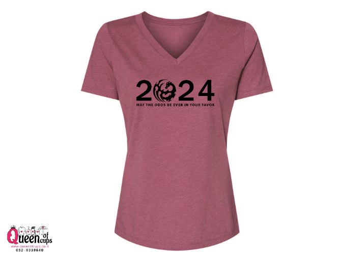 חולצת נשים בורדו מלאנז', צוארון וי| 2024