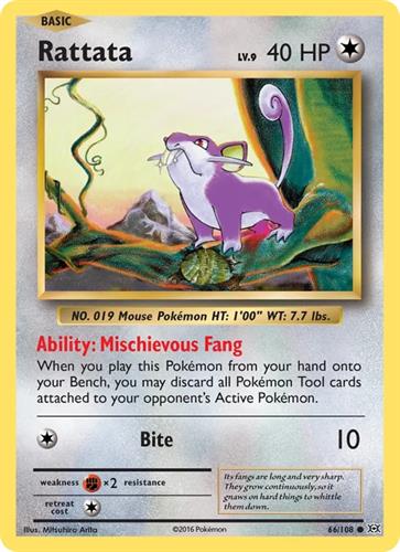 קלף בודד single פוקימון - rattata - Evolutions - 66/108