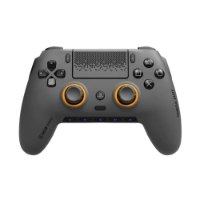 בקר גיימינג אלחוטי צבע אפור Scuf Omega – בודד בצבע אפור עם עיטורים כתומים סביב הג