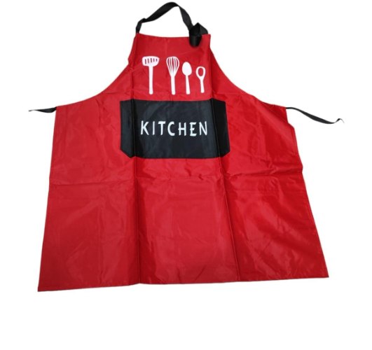 סינר למטבח צבע אדום כיתוב KITCHEN