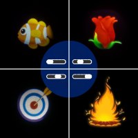 מקרן LED בול פגיעה לאסלה המקרין אימוג'ים צבעוניים – SpotOn
