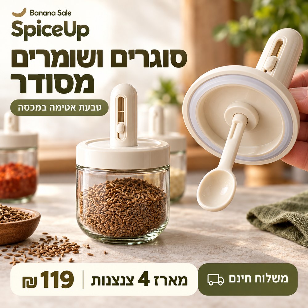 טבעת האטימה סביב המכסה הבהיר של צנצנת SpiceUp