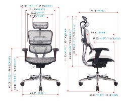 תרשים מידות כיסא משרד קומפורט Ergohuman Pro 