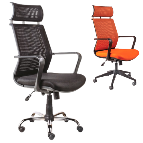 כיסא מחשב ארגונומי דגם מילאנו בצבע שחור/כתום תפוז