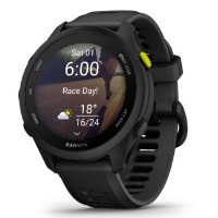 שעון דופק חכם בצבע שחור Garmin Forerunner 70 – שעון חכם שחור מציג על מסכו זמן תאריך מזג אוויר ו Race Day