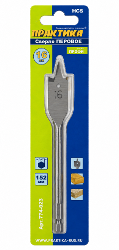 מקדח עץ שטוח ⁦PRAKTIKA⁩ – ⁦16×152⁩ מ״מ