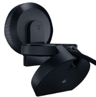 מצלמת רשת עם טבעת תאורה מתכווננת Razer Kiyo – מבט אחורי-צידי על המצלמה ורגלית מתקפלת