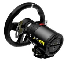 הגה מירוצים עם דוושות Turtle Beach VelocityONE Race Kd3 Xbox/PC – מציג את הגה המירוצים השחור המחובר לבסיסו עם כיתוב צהוב