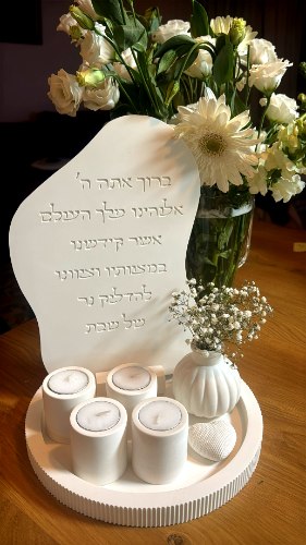 סט הדלקת נרות 4 פמוטים אחידים עם מגש גדול