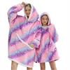 דגם כוכבים 2 - שמיכת חלוק פליז להורים וילדים HOODED