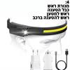 4 - פנס ראש מקצועי נטען משולב 2 תאורות COB