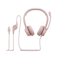 אוזניות עם מיקרופון צבע ורוד Logitech H390 USB – אוזניית USB ורודה עם מיקרופון ושלט מובנה על הכבל