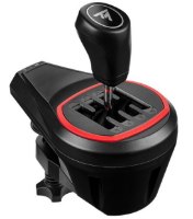 מוט הילוכים Thrustmaster TH8S Shifter Add-On Xbox/PS/PC – פריט בודד שחור עם עיטור אדום סביב תבנית ההילוכים USB-C