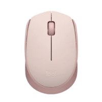עכבר אלחוטי ורוד Logitech M171 Retail – USB פריט בודד בצבע ורוד בהיר עם גלגלת מוצג במבט עילי על רקע לבן