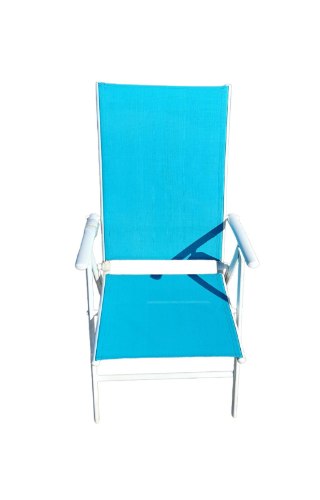 כיסא לים איכותי כחול מתקפל 5 מצבים יורד עד למצב שכיבה.