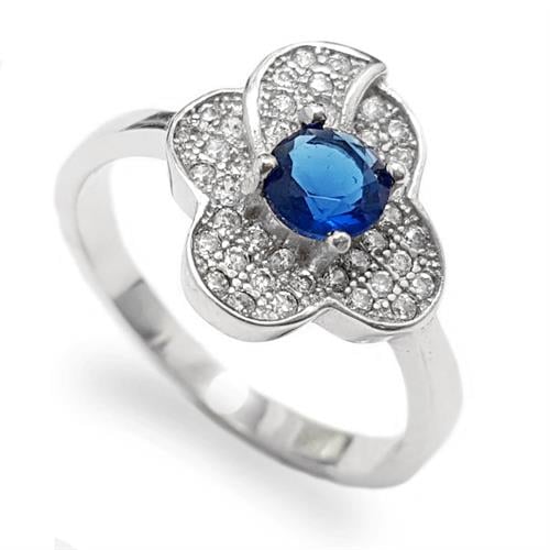 טבעת כסף משובצת ספיר קוורץ כחול וזרקונים RG5636 | תכשיטי כסף 925 | טבעות כסף