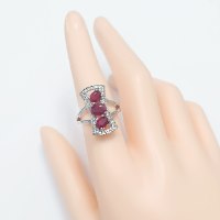 טבעת מכסף משובצת אבני רובי אדומה ואבני זרקון RG6480 | תכשיטי כסף 925 | טבעות כסף