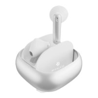 אוזניות אלחוטיות צבע שחור Miracase MTWS170 – אטמי אוזניים לבנים במארז טעינה לבן פתוח עם לוגו Miracase עם Type-C