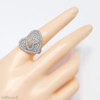 טבעת מכסף לב משובצת אבני זרקון  RG6343 | תכשיטי כסף | טבעות כסף