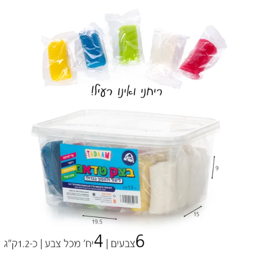 בצק צבעוני 18 יח' בקופסא מלבנית