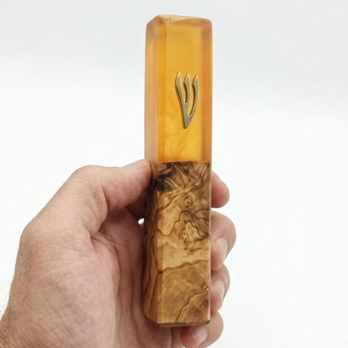 Mezuzá de Diseño para Regalo: Olivo y Azul Moderno