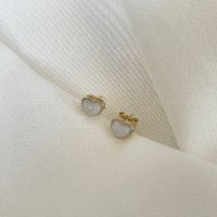 זוג עגילי לבבות זהב 14K-שביל החלב-תכשיטים למניקות