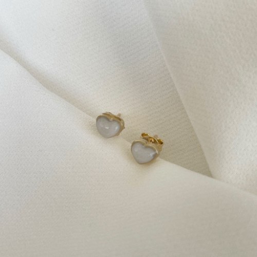 זוג עגילי לבבות זהב 14K-שביל החלב-תכשיטים למניקות