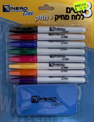 8 טושים ללוח מחיק + מחק