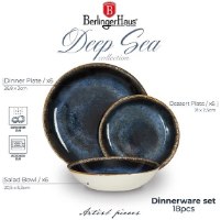 סט כלי אוכל פורצלן 18 חלקים Berlinger Haus Deep Sea BH10301 – שלושה כלי אוכל בצבעי כחול וחום עמוקים עם כיתוב תיאורי