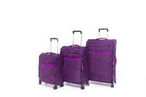סט 3 מזוודות בד קלות במיוחד וסופר איכותיות TESLA - צבע סגול