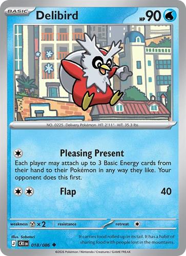 קלף בודד single פוקימון - delibird - Chaos Rising - 018/086