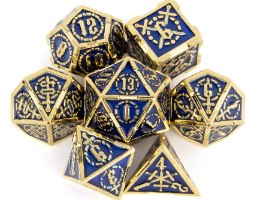 סט קוביות מתכת SWORDS למשחקי תפקידים מבוכים ודרקונים די אנד די DND Pathfinder בנרתיק קטיפה