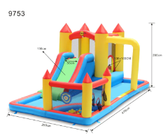 מתקן מתנפח משולב מקפצה ובריכת כדורים | 4.70X2.80X2 מטר | מקט 9753| Happy Hop| קפיץ קפוץ