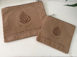סט טלית תפילין קטיפה חום בחריטת לייזר