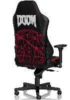 כיסא HERO מבית Noblechairs עם ריפוד בעיצוב DOOM בצבע שחור ואדום
