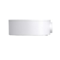קופסת חיבורים מקצועית למצלמות רשת Vigi VJB-300 – קופסה לבנה בודדת עגולה במבט צד עם יציאה בולטת מימין